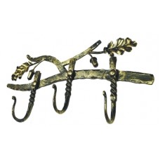 Кованая вешалка с тремя крючками, цвет: черный с золотом, арт. № В-0101